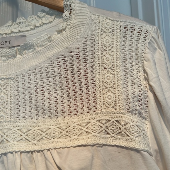 Women’s LOFT cream top XL - Picture 3 of 6